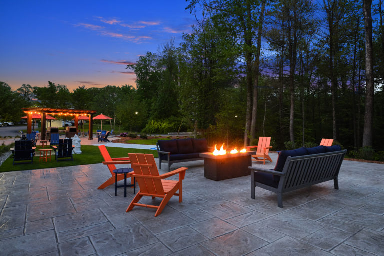 Outdoor seating and fire pit at The Point at Abington