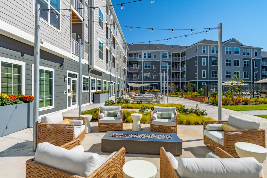 Outdoor seating area at The Point at Kingston